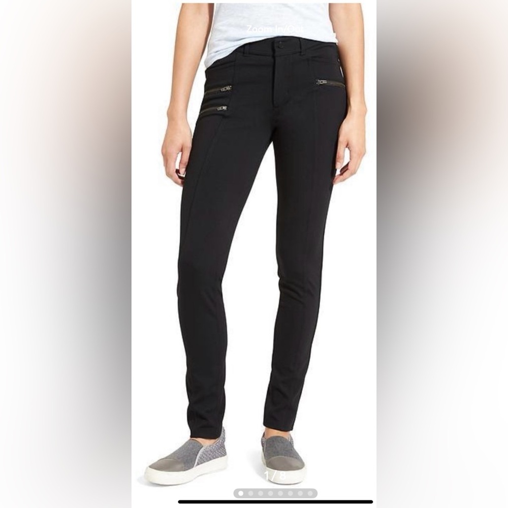 Athleta Ponte Moto Skinny Leggings Black Size 8 Tall
